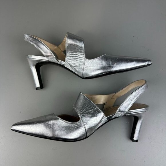 Calvin Klein Larin Pumps in Silver Leather - Picture 7 of 9